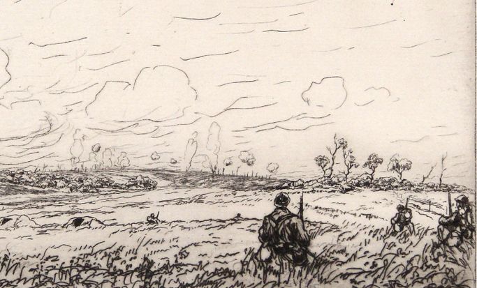 Eau-forte de Renefer - Dans la Somme 1916